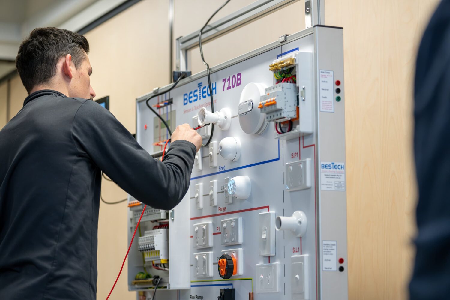 Electrician during Continuing Professional Development Class at Electrical Trades Union of Victoria Sparky working on Continuing Professional Development (CPD) at The Electrical Trades Union of Victoria